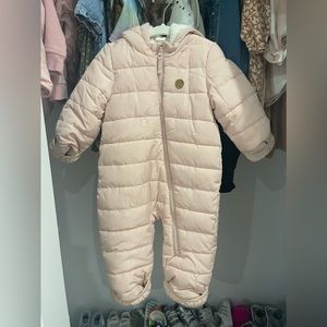 H&M fur-lined light pink snow suit